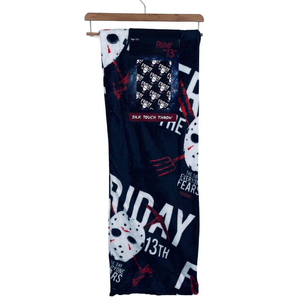 Friday the 13th Jason Voorhees Silk Touch Throw Blanket 50x70 Black Red White